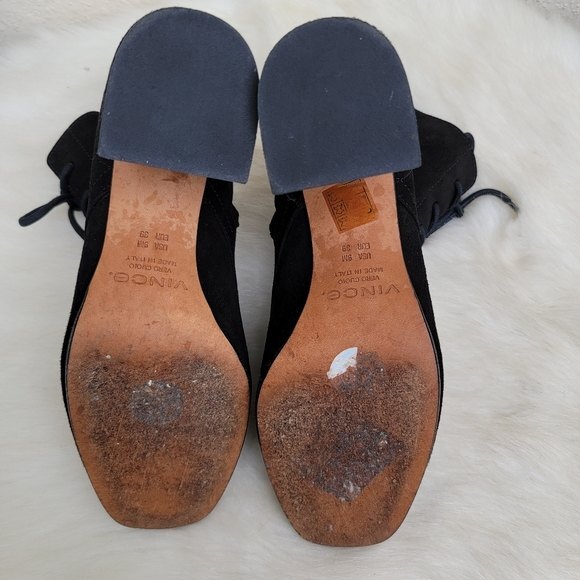 vince halle flare heel lace up black suede booties size 9 - Picture 5 of 5